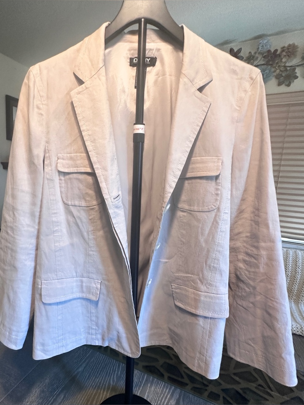DKNY Light Beige viscose rayon Blazer Jacket
